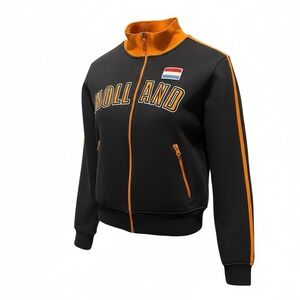 Fanatic Virus Holland Track Jacket Retro Football Black Orange Trim Zip Up Sz S